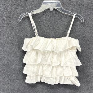 Fanco Top Girls Youth Small White‎ Ruffled Layered adjustable straps